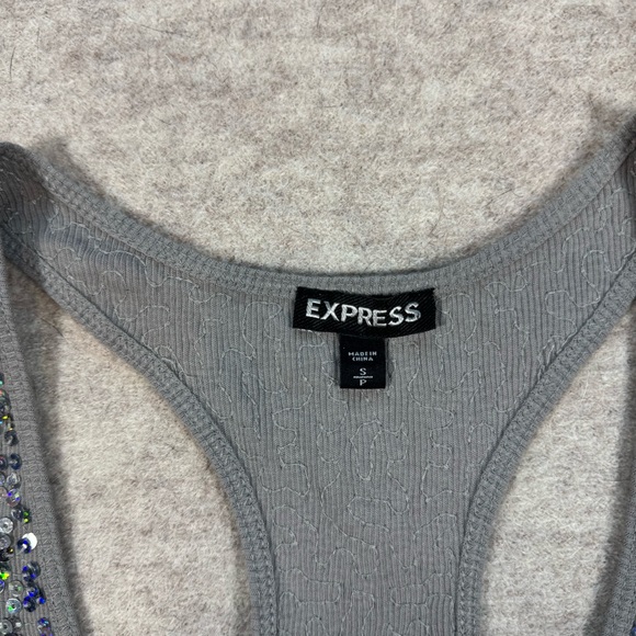 Express Gray Sequin Racerback Tank - Picture 3 of 3